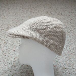 Nirvana Designs Newsboy Hat Adult OS Off White 100%Wool Lined HandKnit Outdoor